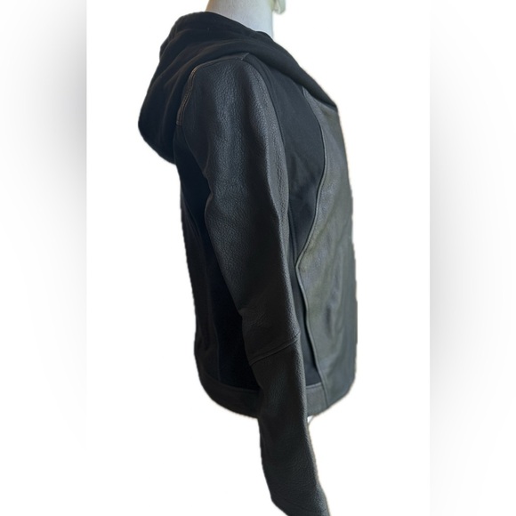 NWOT Helmut Lang 100% Lamb Leather Jacket 2 Asymmetrical Zip Double Lined Coat S - Picture 5 of 16